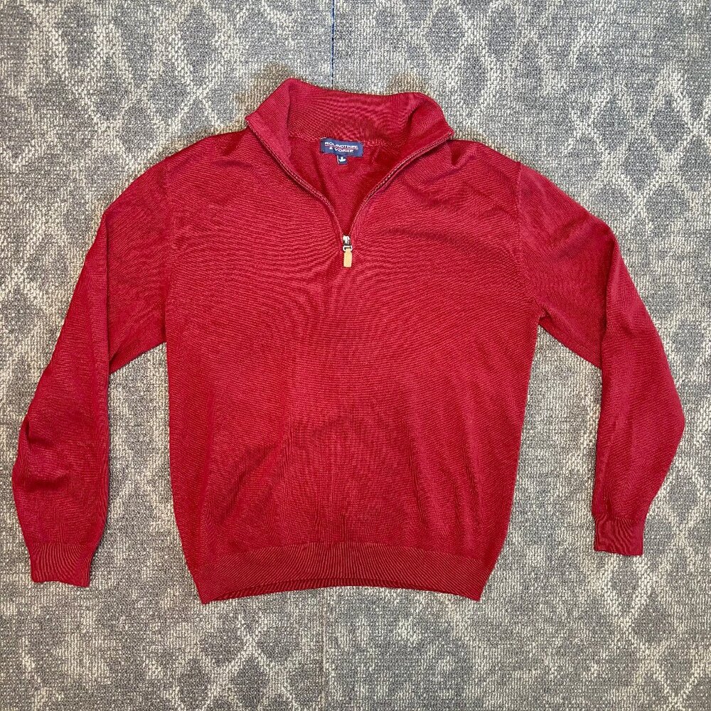 Roundtree & Yorke Red Knit Sweater | Mens M | Zipper Pullover Outdoor